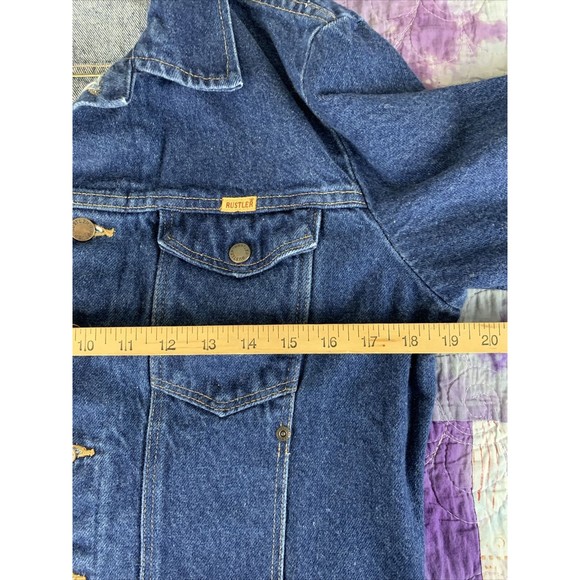VTG Rustler Denim Jean Jacket Size Youth Kid’s Medium Button Down Made in USA - Picture 6 of 9